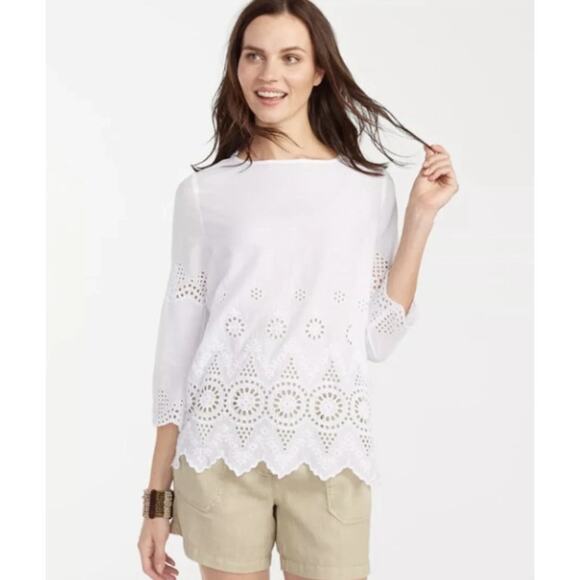 Tommy Bahama Crochet Eyelet Cercle Eyelet Tunic Top White Size Small‎ - Picture 1 of 9